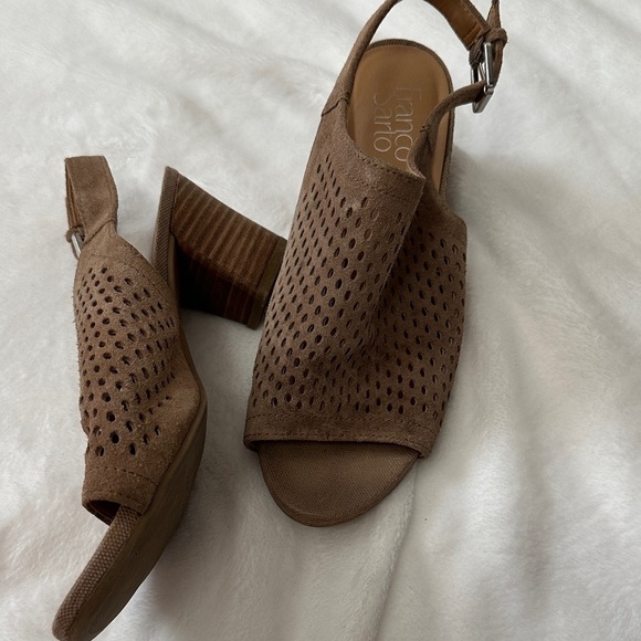 Franco Sarto Perforated Brown Sandals - Picture 3 of 4